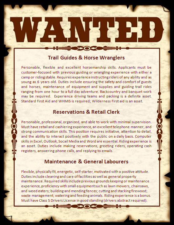 Wanted Poster for Wranglers