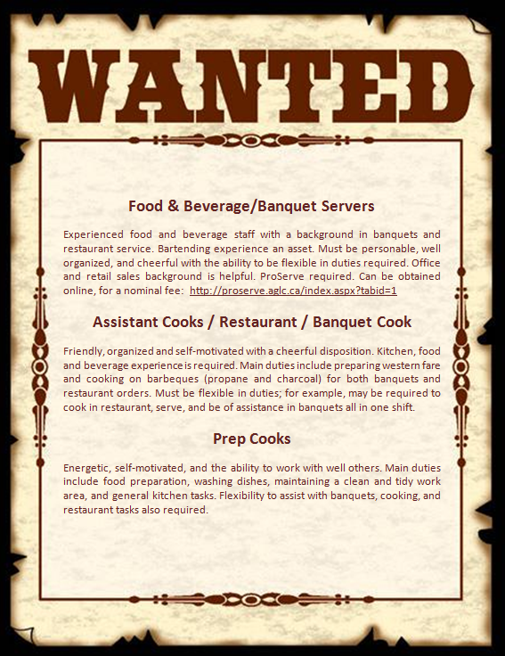 Wanted Poster for Cooks