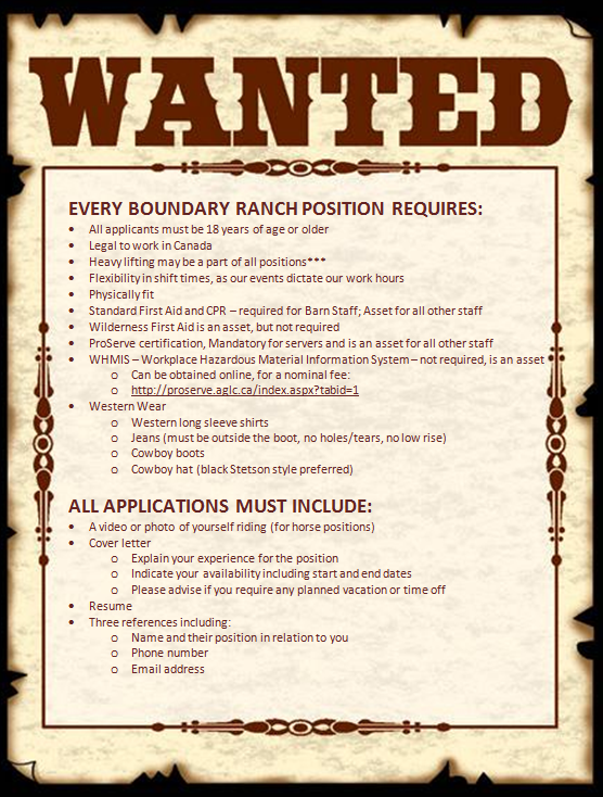 Wanted Poster for all Positions