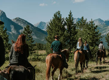Horseback riding at the Boundary Ranch in Kananaskis, Alberta Ridge Steak Ride